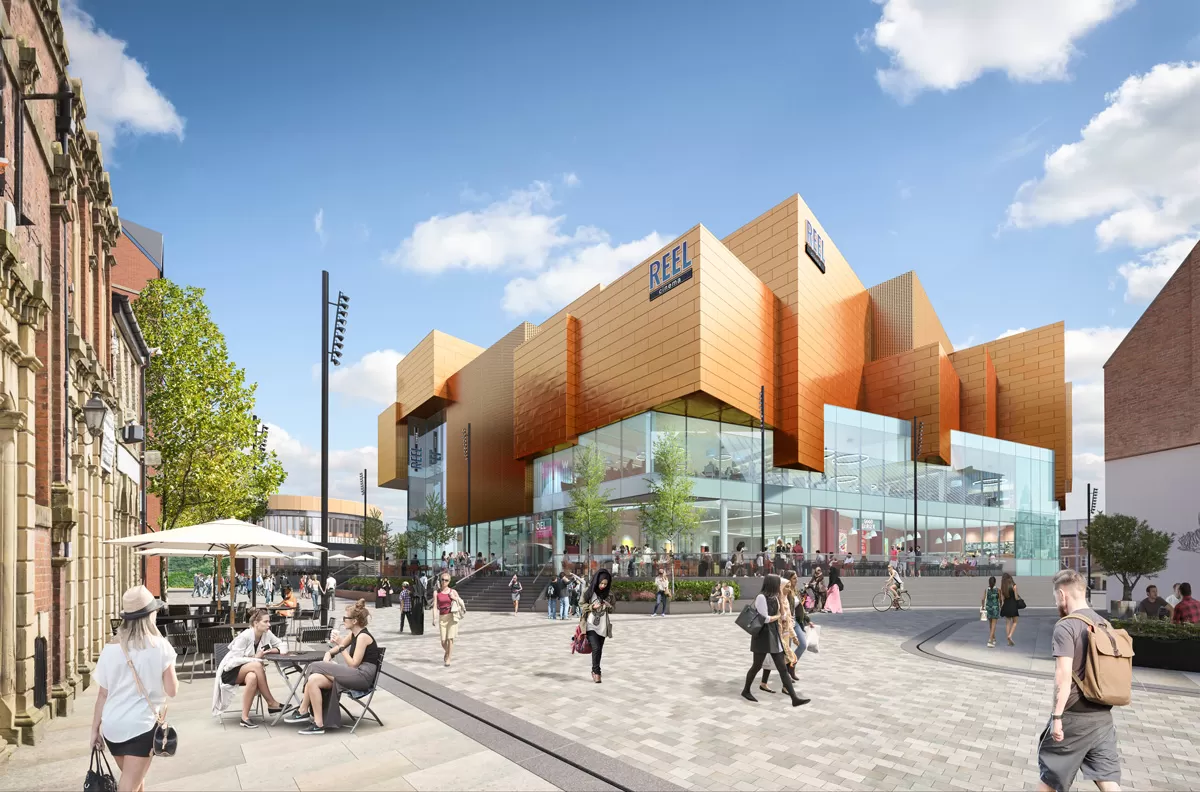 CGI of Rochdale Riverside retail centre
