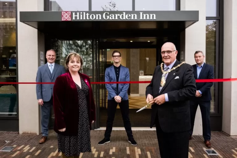 Ribbon cutting ceremony at Hilton Garden Inn Hotel Stoke