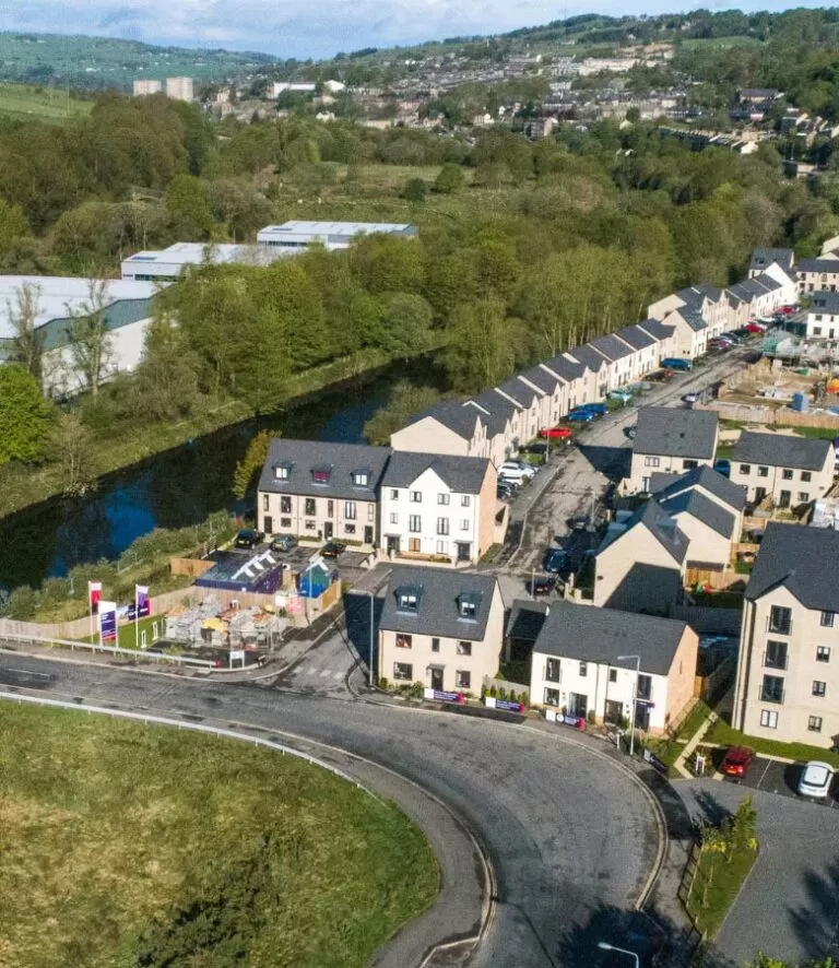 Aeriel view over town